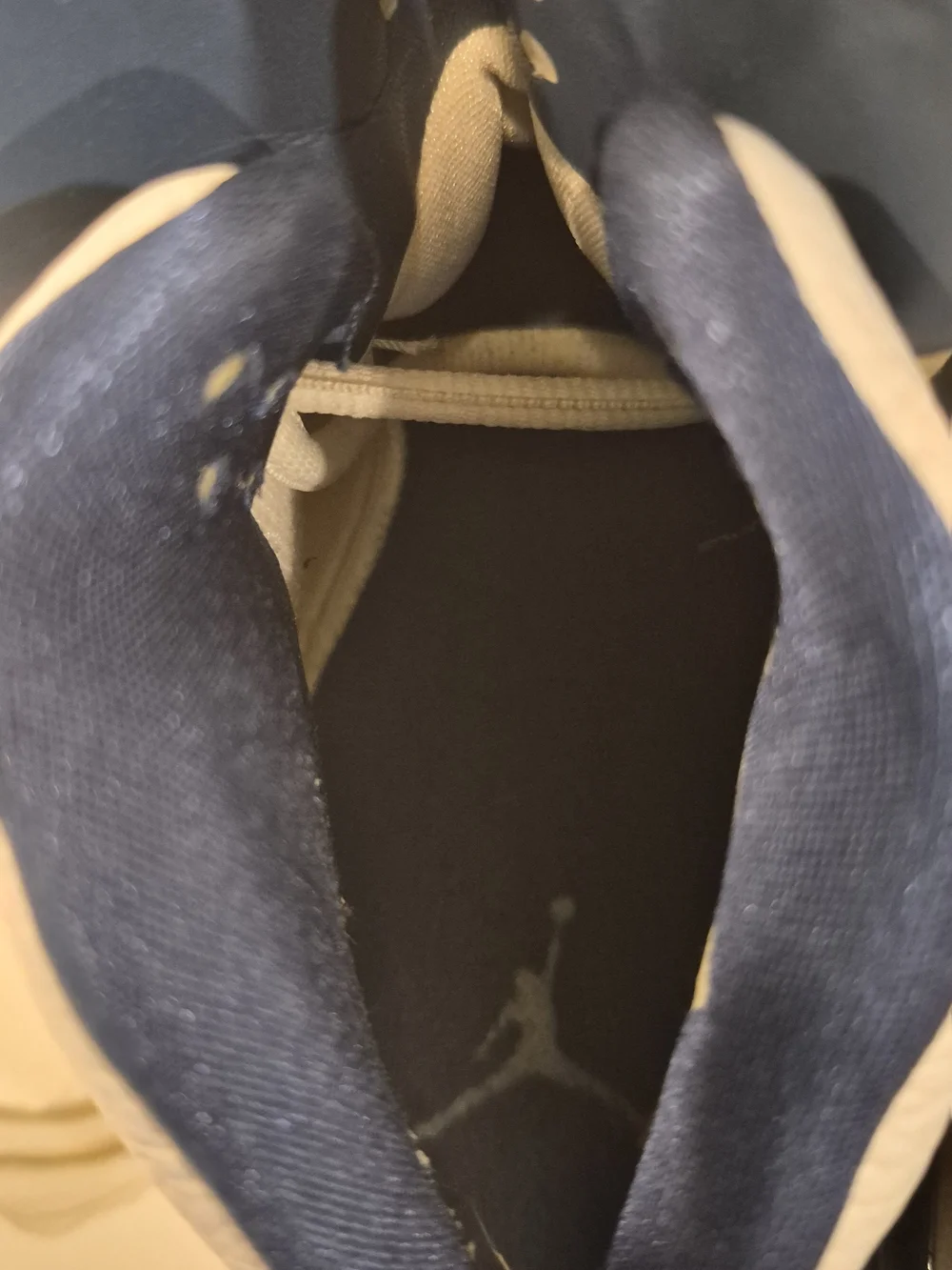 Jordan White and Navy Mid-Top Basketball Sneakers Size 13 414759-104